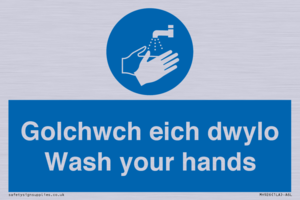 golchwch eich dwylo / wash your hands - safety sign